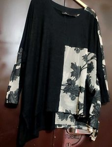 Black Top White Net Floral Design For 58 Bust