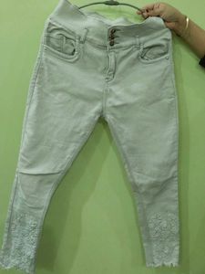 Floral Embroidered High-Waisted Jeans