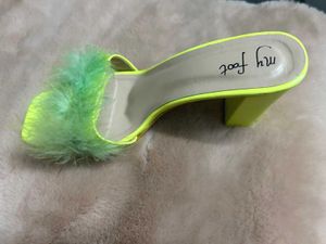 Faux Fur Slip-On Chunky Heels