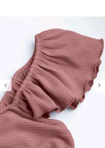 Cropped Vest Ruffle Top In Blush Pink Color