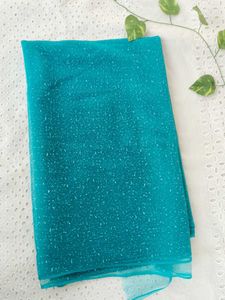 Teal Net Dupatta with Sparkles