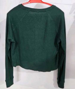 Green Ribbed Long Sleeve Top