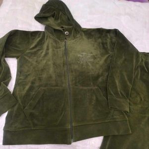 Green Velvet Tracksuit Set