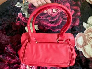 Pure Leather Red Handbag