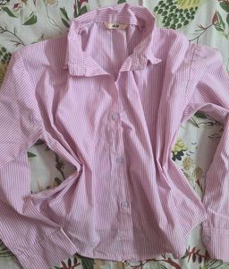 Cropped Pink Striped Shirt