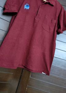 Unirex Men Red Cotton Mix Casual Polo Tshirt