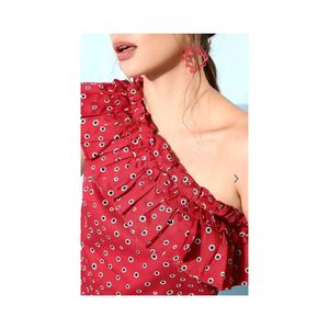 One Shoulder Red Top