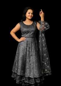 Elegant Grey Dress with Jacket