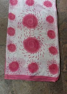 Pink Floral Print Saree