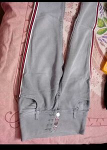 Stylish Grey Jeans with Side Stripe