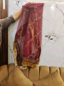 Maroon Velvet Embellished Bridal Lehanga