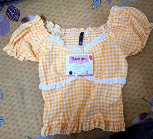 Yellow Gingham Smocked Top