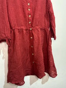 Elegant Burgundy Button-Down Dress