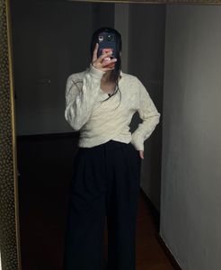 Creamish Cross-Over Woolen Sweater