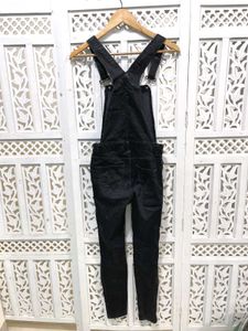 Distressed Charcoal Black Denim Overall D