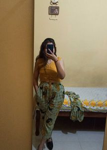 Floral Pants & Yellow Top Set