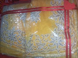 Designer Saree And Blouse With Pearl Work