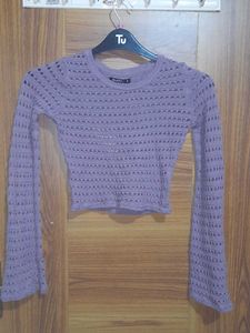 Purple Crochet Crop Top