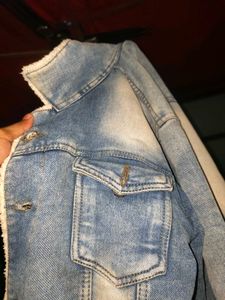Denim Jacket with Shearling Collar