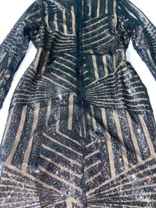 URBANIC Black And Nude Sequinned Bodycon Dress