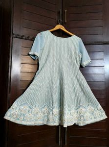 Women Festive Green Embroidered Anarkali Kurta