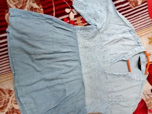 Light Blue Embroidered Top