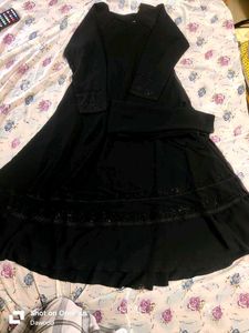 Dubai Abaya Black Beads Umbrella Cutting