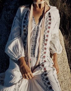 Zara Embroidered Cotton Long Skirt