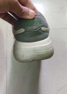 White Red tape Shoes Used Condition