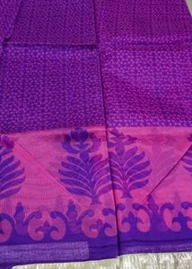 Transparent Cotton Net Saree With Shimmer Border W