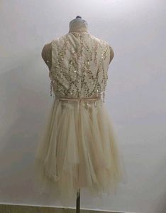 Cream Sequin Party Dress