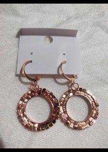 Rose Gold Diamond Work Earrings