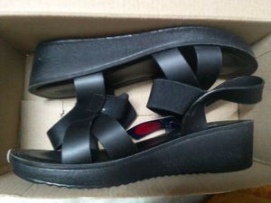 Black Wedge Sandals