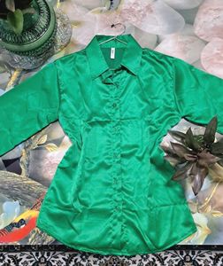Green Satin Button Down