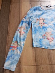 Angel Print Mesh Top