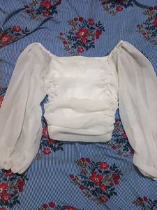 White Sheer Sleeve Top
