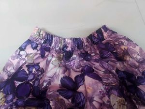 Purple Floral Print Skirt