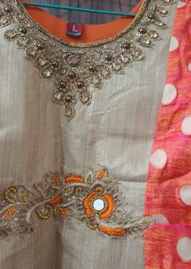 Festive Orange &amp; Beige Kurta