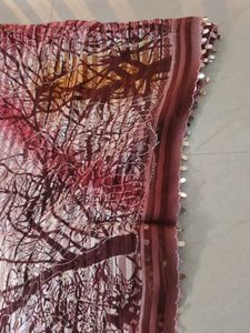 Striped Scarf with Tree Branch Design
