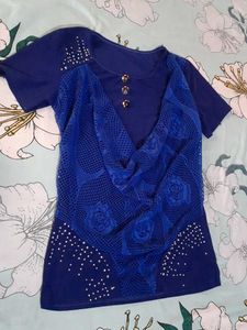 Blue Beaded Top