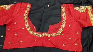 Elegant Red &amp; Black Saree