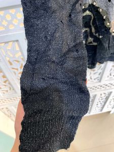 Oversized Elegant Black Embellished Top A