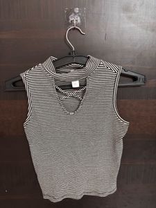 Striped Mock Neck Top