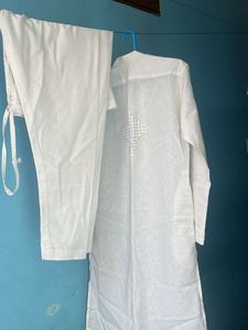 White Designer Embroidered Kurta set with pant fro