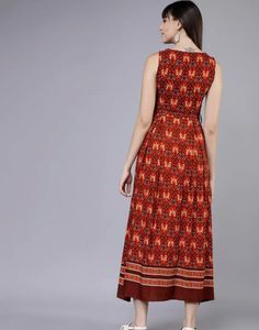 Tokyo Talkies: Rust Printed Maxi Dress