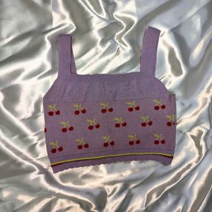 Lilac Cherry Knit Crop Top