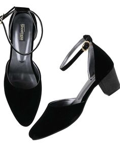 Shoetopia Women&#39;s &amp; Girl&#39;s Black Solid Block Heels
