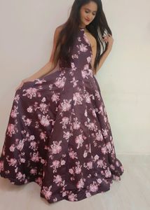 Heavy Satin Neck Node Gown