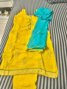 Yellow & Blue Kurta Set