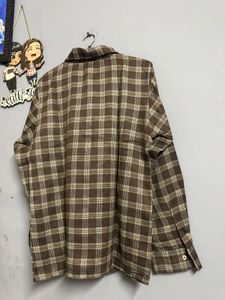 brown korean check shirt